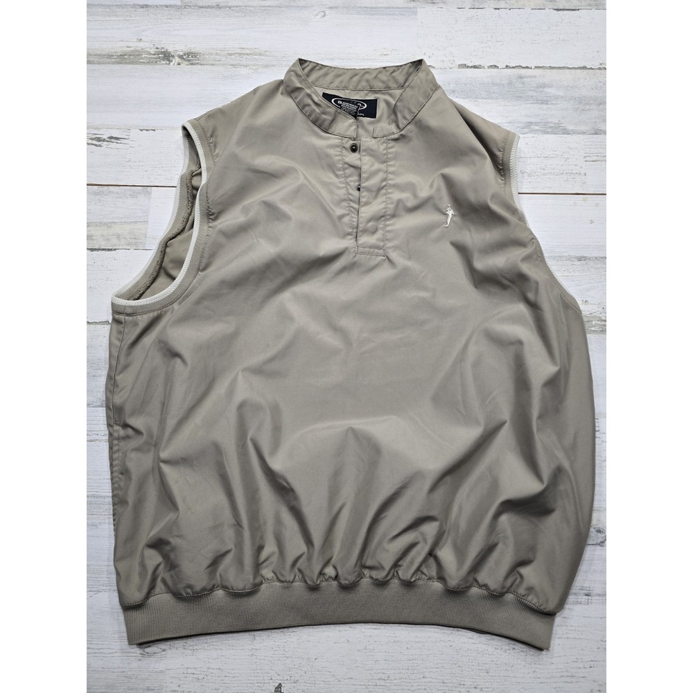 Austin Golf Tour Collection Mens Large Tan Wind Vest Pullover Mock Neck Snap L